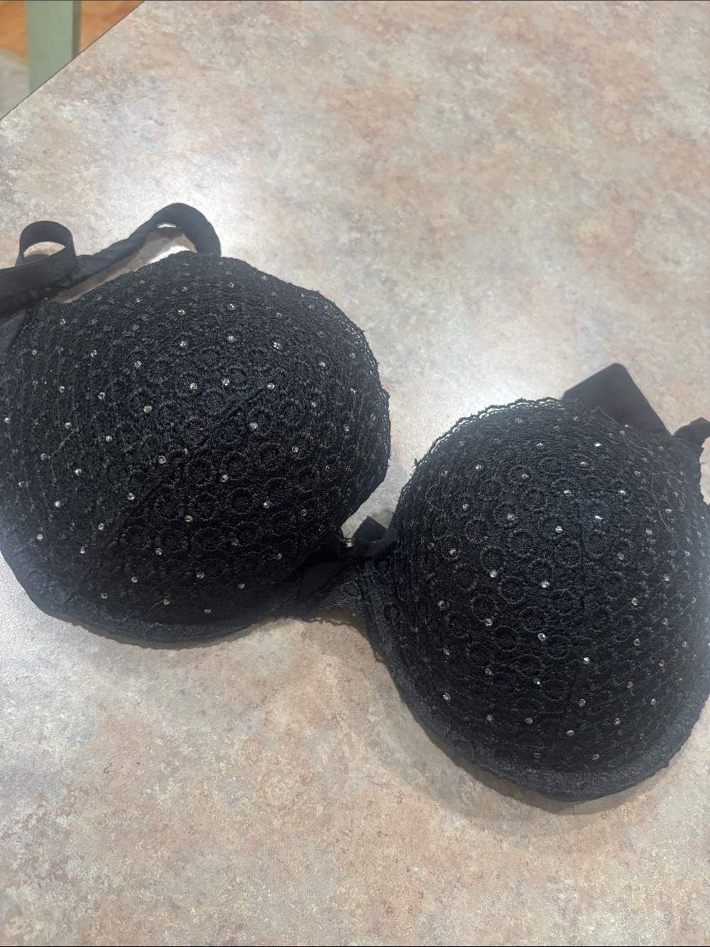 Victoria's Secret Black Lace Rhinestone Push-Up Bra